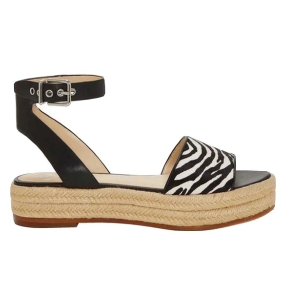 Vince Camuto Kathalia Espadrille Platform  Sandal Calf Hair Zebra Print Size 8 - Picture 2 of 15